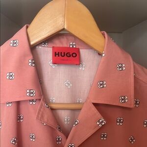HUGO Men's Pink Patterned Shirt